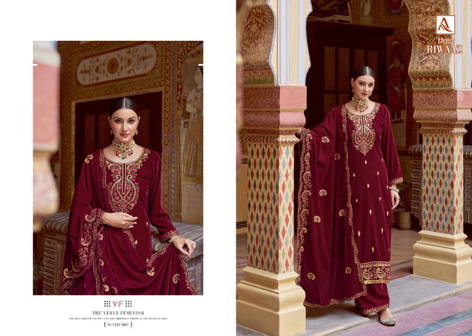 Riwaaz By Alok Heavy Velvet Wedding Salwar Suits Catalog
